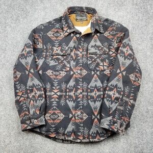 JACHS New York Shirt Jacket Mens Large Gray Aztec Sherpa Lined Western Fleece